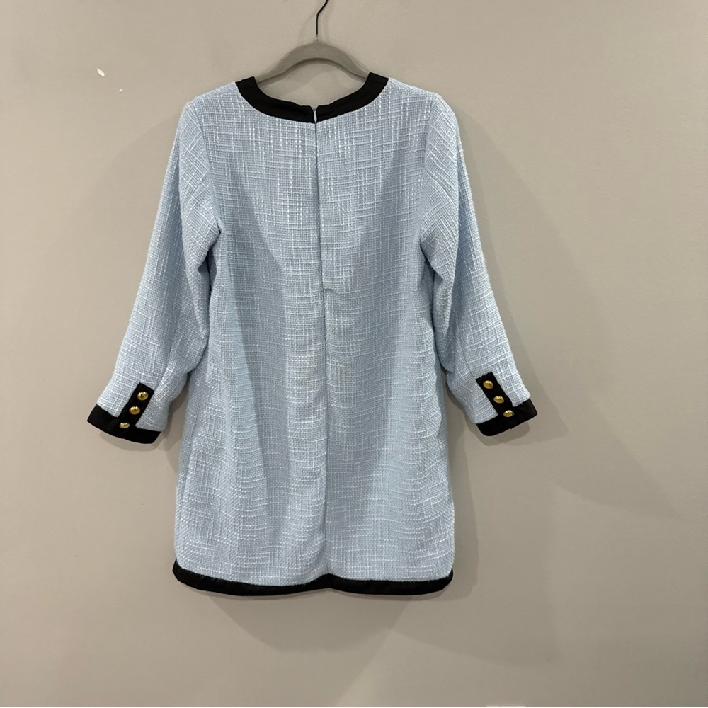Tuckernuck Pomander Place Dress Coco Mini Bow in Light Blue Tweed - Picture 4 of 6